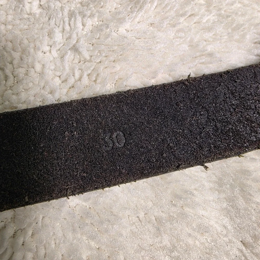 VTG J.Crew Leather Belt Black Square Buckle Mens 30 Made in England